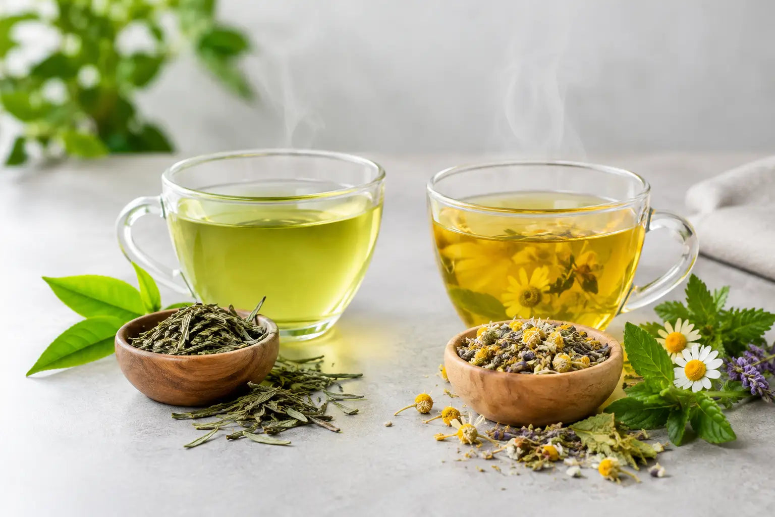 Grüner Tee und Kräutertee: der Unterschied